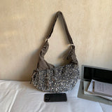 KYLETHOMASW  -  Women's Silver Sequin Crossbody Bag Drawstring Design Shiny Party Evening Casual Shoulder Bag Fashion Sparkly Handbag