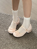 KYLETHOMASW  -  Retro Mary Jane Shoes Bow Knot Thick Heel Chunky Sole Fashionable Korean Style Women's Summer Shoes round Toe Slip-On