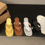 KYLETHOMASW  -  Summer Fashion Thin Low Heels Slippers Women Round Clip Toe Beach Casual Sandals Flip Flops Shoes Zapatos De Mujer