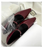 KYLETHOMASW  -  Pointed Toe Women Shoes Buckle Strap Solid Color Retro Designer Brand 5CM High Heel Shallow Female Shoes Concise Casual Shoes