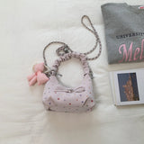 KYLETHOMASW  -  Women Cute Colorful Polka Dot Hobo Bag Ruched Handle Small PU Leather Chain Crossbody Purse with Bow Charm New Handbags