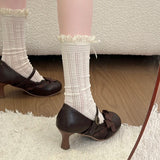 KYLETHOMASW  -  Women's High Heel Shoes 2026 New Lolita Style Women's Mary Jane Shoes Fashion Elegant Bowknot Party Wedding Ladies Dress Shoes