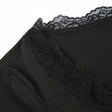 KYLETHOMASW  -  French basic lace patchwork square neck pleated chest slimming base shirt for women with pure temperament and lace inner top