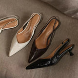 KYLETHOMASW  -  Summer Pointed Toe Stiletto Backless Leather Shallow Mouth Commuting Work Flats for Women