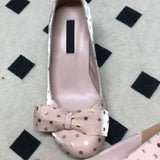 KYLETHOMASW  -  Vintage Round Toe High Heels Women French Bow Slip-on Non-Slip Wear-Resistant Block Heels