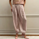 KYLETHOMASW  -  Female Spring To Autumn Vintage High Waist Long Pants Elegant Pink Crepe Loose Bloomers for Woman Street Chic Pleated Trousers