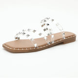 Kylethomasw 2024 Beach Studded Transparent Rivet Strong Flat Women's Slippers Lightweight Non-slip Sabot Summer Designer Sandals