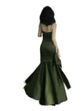 Kylethomasw French High-end Design Sling Backless Waist Slim-fit Bag Hip Pleated Bow Fishtail Long Dress Banquet Evening Dress