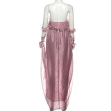 KYLETHOMASW  -  Ruched Design Wrap Chest Maxi Dresses Loose Fit Long Trailing Bud Skirt French Romantic Style Elegant Fashion Vestidos