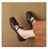 KYLETHOMASW  -  Mary Jane New Women Shoes Ballet Bow Square Toe Mid Heels Nude Shoes Fashion Casual Elegant Shallow Pumps