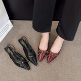KYLETHOMASW  -  Women Pointed Toe Heeled Sandals Bow Sexy Slippers Slingback Summer Shoes Party 2025 Trend New Fashion Dress Woman Shoes Zapatos