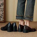 KYLETHOMASW  -  New Retro Square Head Thick Heel Single Shoes Women's Shoes Medium Heel Mary Jane Shoes Woman High Heels Leather