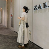 KYLETHOMASW  -  Korean Dongdaemun Anti-Aging Lightweight Embroidered Fabric Side Tied Strap Dress Summer New Arrival Cross-Border