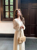 KYLETHOMASW  -  Bohemia Long V-Neck Empire Waist Sleeveless Chiffon Dress Women's Autumn French Vintage Slimming A- Line Dress Ankle-Length