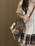 KYLETHOMASW  -  Sweet Kawaii Girls Dots Mini Backpacks Women Y2k Aesthetic Plaid Shoulder Crossbody Bags Fashion Transparent Handbags for Gifts
