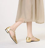 KYLETHOMASW  -  Flat Sandals Women's French Retro Roman Sandals Women's Summer Outer Wear Flat-soled Bag Head Hollow Woven Pig Cage Shoes Women