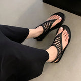 KYLETHOMASW  -  Women Flats Sandals Slides Shoes Summer Beach Luxury Female Flip flops Fashion Round Toe Ladies Flats Sandals Shoes