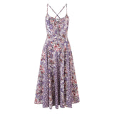KYLETHOMASW  -  Cotton Rayon Floral Printed Strappy Dresses Women Robe Summer Casual Sexy Sleeveless Long Strap Dress Boho Beach Party Vestidos
