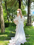 KYLETHOMASW  -  Trailing Tutu Skirt Set Fairy Sweet Princess Style High Waist Bow Slimming Tube Top Birthday Party Dress Lolita Outfits