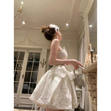 KYLETHOMASW  -  Elegant Bow Mini Dress Women Fairy Party Prom Lace Strapless Dresses Summer Korean Sexy Backless Bodycon A Line Vestidos