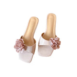 KYLETHOMASW  -  Flower Women Slippers Square Toe Flats Sandals Casual Shoes Summer 2025 Elegant Dress Shoes Slingback Slides Mujer Flip Flops
