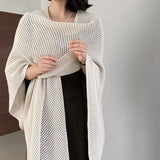KYLETHOMASW  -  Spring Summer Women's Knitted Thin Scarf Poncho Elegant Wraps Bascis Cloak Stylish Tops