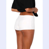 KYLETHOMASW  -  Sexy Low Waist Mini Shorts Tight Fit Three-quarter Length Polyester Blend Comfortable Urban Style Commute Basic Style Shorts