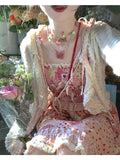 KYLTHOMASW  -  Japan Kawaii Dress Strawberry Floral Stitching Suspender Skirt Lace-up Cardigan Japanese Style Sweet