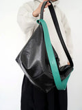 KYLETHOMASW  -  Casual Soft Leather Texture Style Wide Shoulder Strap Tote Bags Fashion Contrast Color Bags Female Large Capacity Crossbody Bag