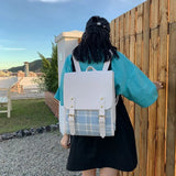 KYLETHOMASW  -  Hit Color Plaid Mochila Trendy Jk Bag Travel Mochilas Mujer Student Bolsas Preppy Style Bags for Woman Large Capaci Backpack