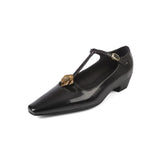 KYLETHOMASW  -  New Retro Women's Mary Jane Leather Buckle Thick Heel Square Toe Women's Metal Flower Women's Shoes 34-40