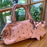 KYLETHOMASW  -  Korean Sweet Cute Polka Dot Handbag Women Star Suede Large Capacity Boston Bag Ladies Harajuku Fashion Casual Crossbody Bag Chic