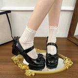 KYLETHOMASW  -  Women's Mary Jane Shoes New Sweet Bowknot Women Lolita Shoes Elegant Wedding Party Causal Princess Ladies Dress Shoes with Heels