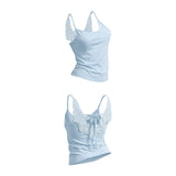 KYLETHOMASW  -  New Y2K Womens Streetwear Angel Wings Sexy Retro Halter Vest Light Blue 3D Relief Embroidered Camisole Fairy Camisole Tops
