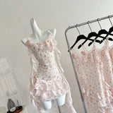 KYLETHOMASW  -  Sweet Floral Dress Summer New Korean-Style High Waist Slim Dresses Women Fashion Design Sense Niche Suspender Dress