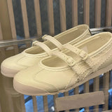 KYLETHOMASW  -  Vintage Round Toe Shallow Mouth Velcro Sports Flat Ballet Shoes Women Mary Jane Shoes German Training Shoes