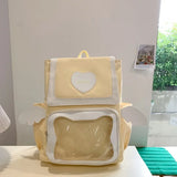 KYLETHOMASW  -  Large Capacity Ita Mochila Transparent Mochilas Preppy Style Mujer School Bag Student Backpack Heart Backpacks