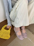 KYLETHOMASW  -  Woman 2025 Shallow Mouth Grandma Shoes Female Footwear Soft Bow-Knot Square Toe Elegant Ballet Dress Butterfly New