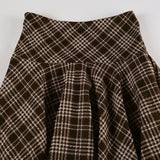 KYLETHOMASW  -  autumn and winter retro plaid contrasting high waisted irregular skirt, slimming half length skirt