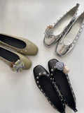 KYLETHOMASW  -  Exclusive design round-head rivet low-cut single shoe for women, new style, casual flat ballet shoes