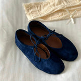 KYLETHOMASW  -  Lace Up Mary Janes Flats Shoes for Women Round Toe Comfortable Elegant Ballet Flats Ladies Bow Tie Shallow Casual Loafers New