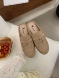 KYLETHOMASW  -  Summer New Style Slippers 2025 Fashion Elegant Versatile Trend Soft Soled Women Slippers Cow Leather Mules Slippers Lady Sandals