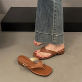 KYLETHOMASW  -  Summer Fashion Thin Low Heels Slippers Women Round Clip Toe Beach Casual Sandals Flip Flops Shoes Zapatos De Mujer