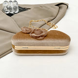 KYLETHOMASW  -  Women's Velvet Clutch Bag 3D Flower Decor Gold Circle Handle Chain Strap Evening Party Crossbody Shoulder Bags Handbag