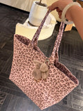 KYLETHOMASW  -  Hot Girl Sweet Cute Pink Leopard Handbag Women Large Capacity Canvas Shoulder Bag Ladies Everyday Commute Versatile Underarm Bag