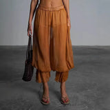KYLETHOMASW  -  Spring Summer New Bubble Cuffed Long Pants Casual Fashion Pleated Wide Leg Pants Elegant Personality Loose Fit Nine Points El...