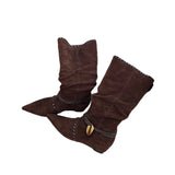 KYLETHOMASW  -  Mid Calf Women Boots Pointed Toe Flats Shoes Designer Chelsea Boots Winter 2025 Casual Walking Suede Zapatos Goth Mujer Botas