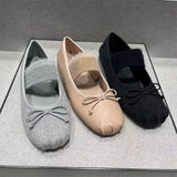 KYLETHOMASW  -  New Flats Women Ballet Dance Shoes Suede Bow Shallow Loafers Shoes Dress Fashion Autumn Casual Luxury Cozy Zapatos De Mujer