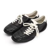 KYLETHOMASW  -  Women's Black Casual football Style Sneakers Flats Chic Shoelaces Comfy Walking Shoes Woman Trainers High Quality