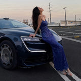 KYLETHOMASW  -  Sexy Shiny Sling Dress Woman Halter Off Shoulder Backless Skinny High Waist Gown Robe New Style Elegant Long Bodycon